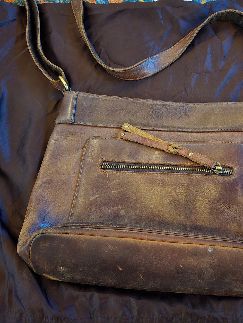 Classic Brown Leather Shoulder Bag CONCEALED CARRY